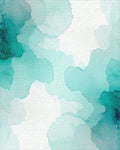 Teal Watercolor Fluid Organic Rug - Cutout View