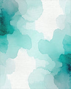 Teal Watercolor Fluid Organic Rug - Cutout View