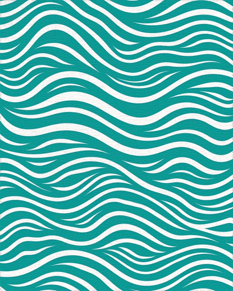 Teal Wave Pattern Rug - Cutout View