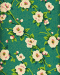 Teal White Floral Botanical Medallion Rug - Cutout View