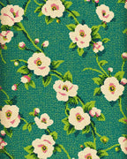 Teal White Floral Botanical Medallion Rug - Cutout View