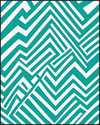 Teal White Geometric Maze Rug - Cutout View