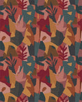 Terracotta Abstract Botanical Collage Rug - Cutout View