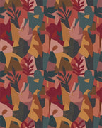 Terracotta Abstract Botanical Collage Rug - Cutout View