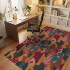 Terracotta Abstract Botanical Collage Rug Office View