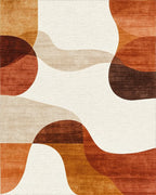Terracotta Abstract Organic Wave Rug - Cutout View