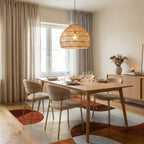 Terracotta Abstract Organic Wave Rug - Dining Room View