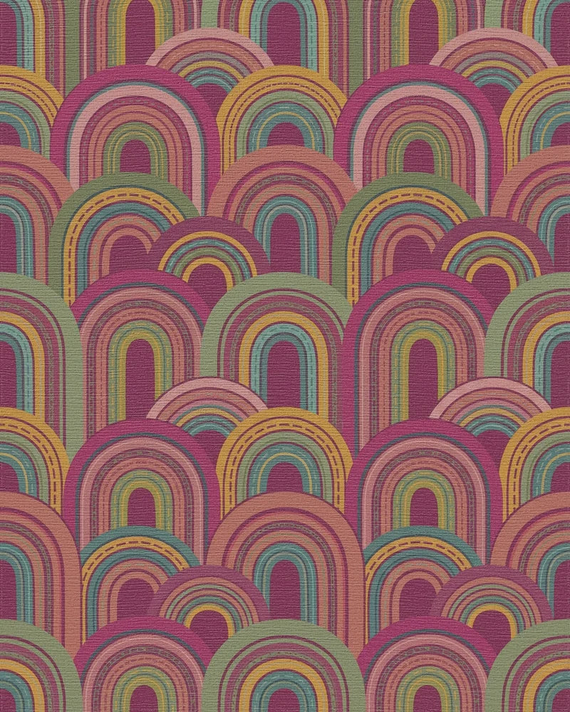 Terracotta And Teal Archways Rug - Cutout View