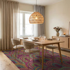 Terracotta And Teal Archways Rug Dining Room View
