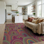 Terracotta And Teal Archways Rug Living Room View