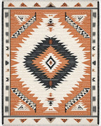 Terracotta Black Diamond Geometric Rug - Cutout View