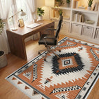 Terracotta Black Diamond Geometric Rug - Office View