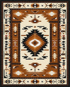 Terracotta Black Geometric Diamond Rug - Cutout View