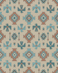 Terracotta Blue Thunderbird Geometric Rug - Cutout View