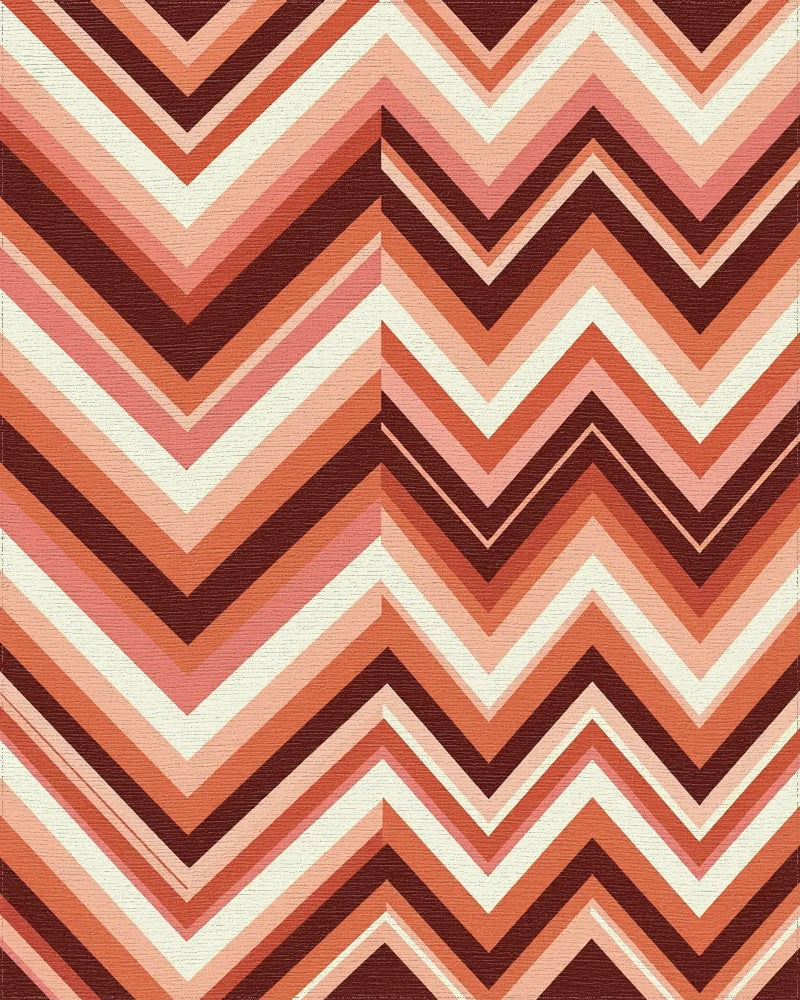 Terracotta Chic Zigzag Chevron Geometric Rug - Cutout View