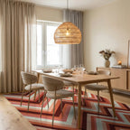 Terracotta Chic Zigzag Chevron Geometric Rug Dining Room View