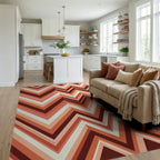 Terracotta Chic Zigzag Chevron Geometric Rug Living Room View