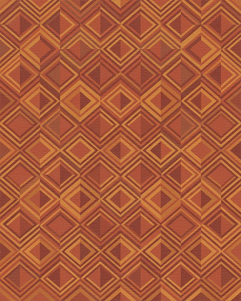 Terracotta Diamond Layered Geometric Rug - Cutout View