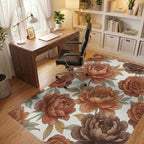 Terracotta Floral Botanical Blooms Rug Office View