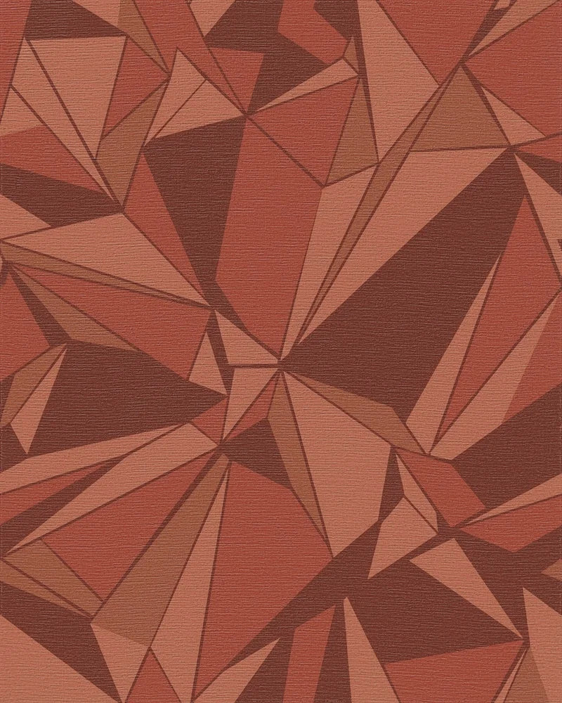 Terracotta Geometric Crystal Facets Rug - Cutout View