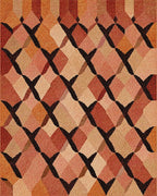 Terracotta Geometric Interlocking Diamond Weave Rug - Cutout View
