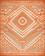 Terracotta Gray Geometric Diamond Rug - Cutout View