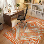 Terracotta Gray Geometric Diamond Rug - Office View