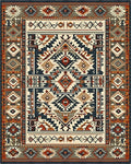 Terracotta Gray Geometric Diamond Rug - Cutout View