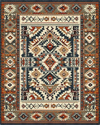 Terracotta Gray Geometric Diamond Rug - Cutout View