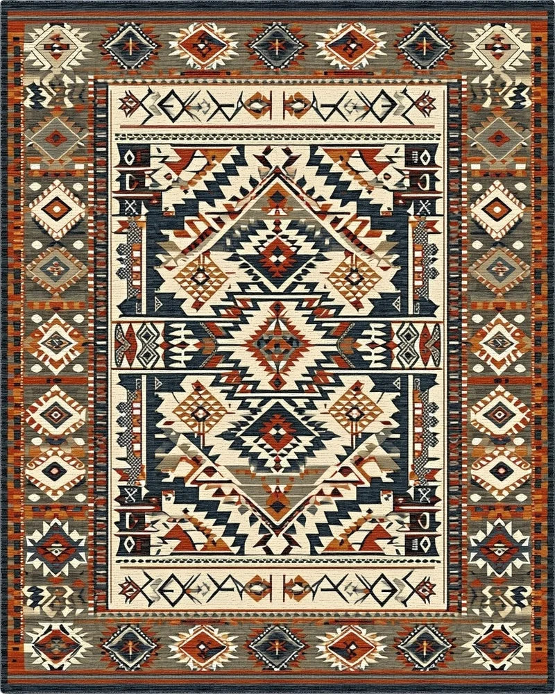 Terracotta Gray Geometric Diamond Rug - Cutout View