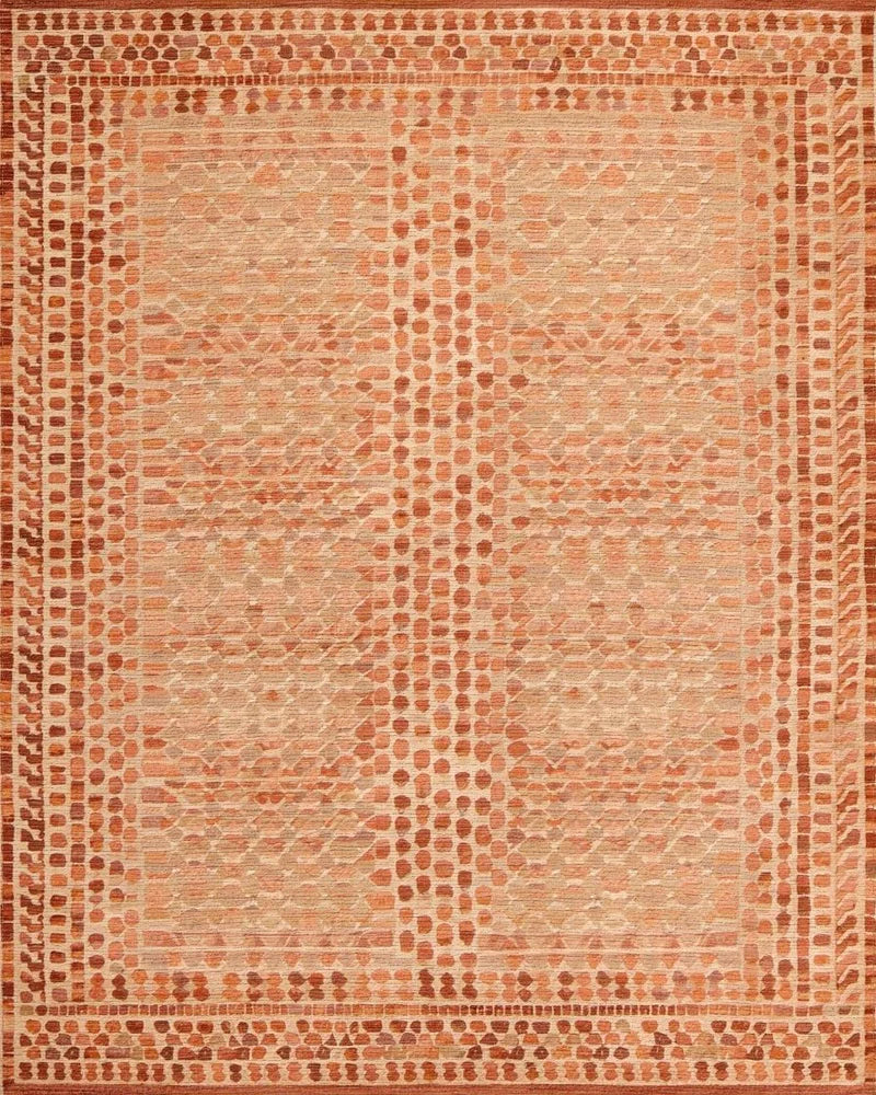 Terracotta Hues Geometric Lattice Rug - Cutout View