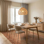 Terracotta Hues Geometric Lattice Rug - Dining Room View