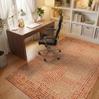 Terracotta Hues Geometric Lattice Rug - Office View