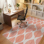 Terracotta Leaf Overlay Repeating Pattern Rug Office View