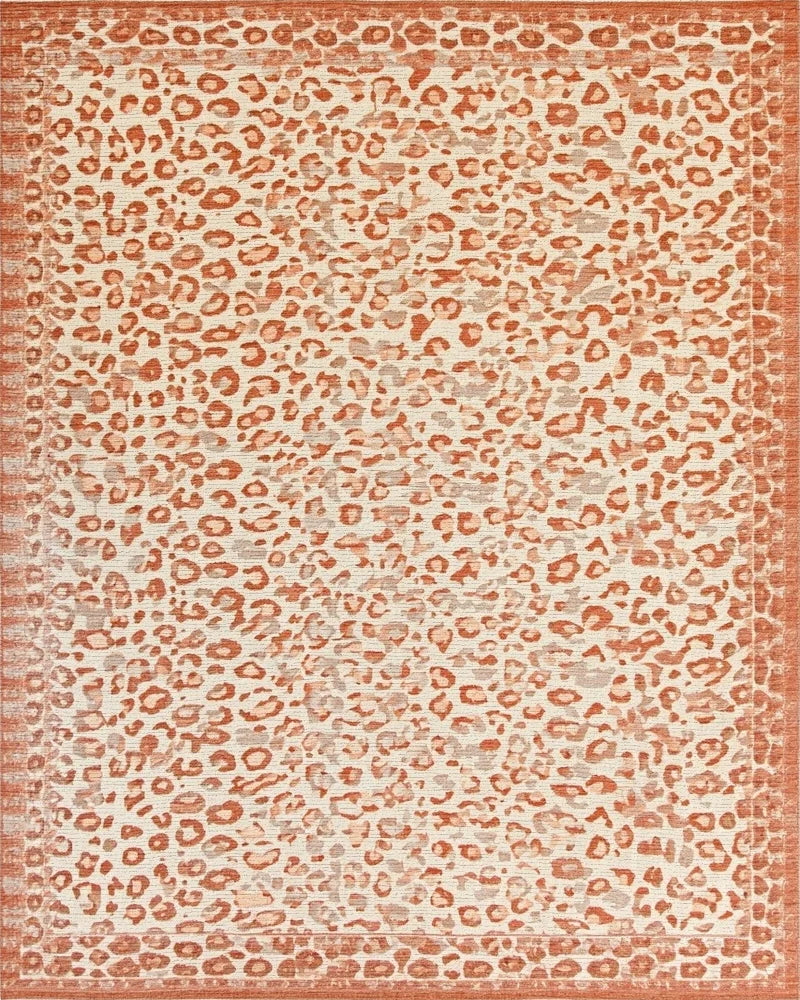 Terracotta Leopard Spots Border Rug - Cutout View