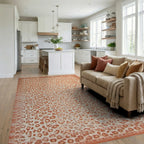 Terracotta Leopard Spots Border Rug - Living Room View