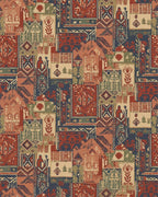 Terracotta Navy Earthy Patchwork Medallion Rug - Cutout View