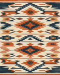 Terracotta Navy Geometric Southwestern Diamond Rug - Cutout View