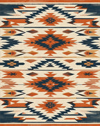 Terracotta Navy Geometric Southwestern Diamond Rug - Cutout View