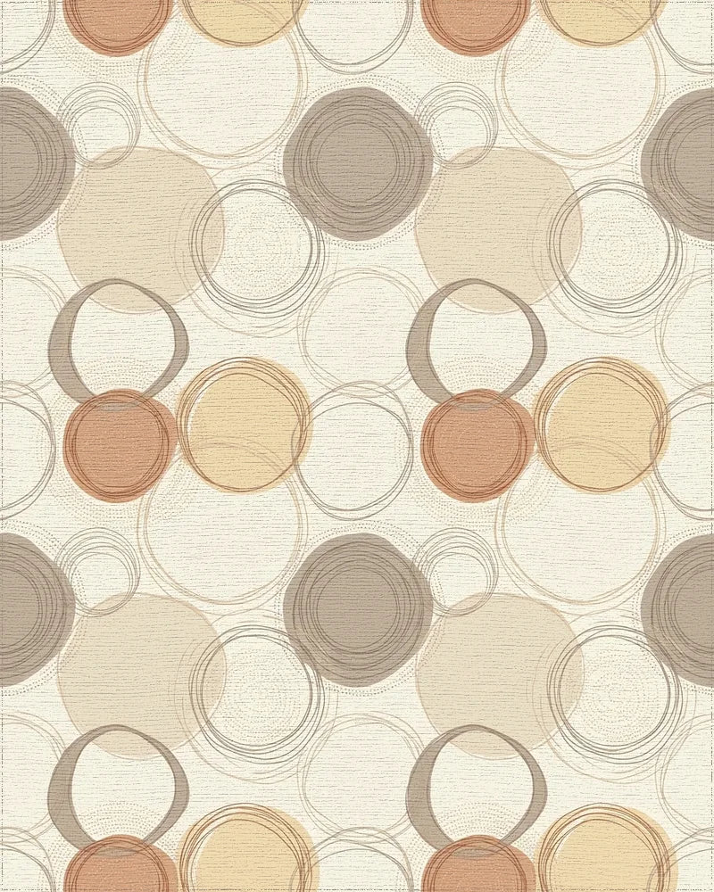 Terracotta Ochre Gray Circle Overlap Rug - Cutout View