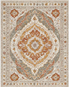 Terracotta Ochre Medallion Floral Rug - Cutout View