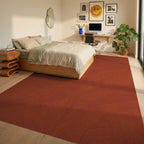 Terracotta Organic Contour Lines Rug Bedroom View