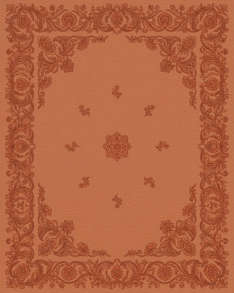 Terracotta Paisley Medallion Border Rug - Cutout View