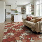 Terracotta Puzzle Piece Collage Rug Living Room View