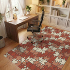 Terracotta Puzzle Piece Collage Rug Office View
