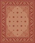 Terracotta Red Floral Scroll Border Rug - Cutout View