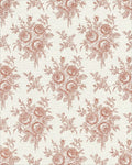Terracotta Rose Bouquet Toile Rug - Cutout View