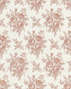 Terracotta Rose Bouquet Toile Rug - Cutout View