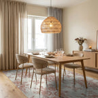 Terracotta Rose Bouquet Toile Rug Dining Room View