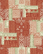 Terracotta Sage Geometric Patchwork Rug - Cutout View